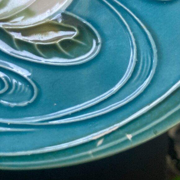 Zell Harmersbach Baden German Art Nouveau Lotus Water Lily Majolica Salad as is - Picture 8 of 11